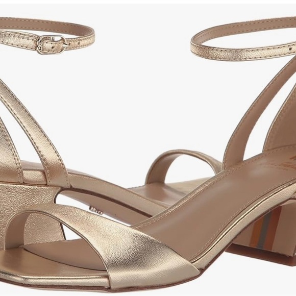 New in Box- Sam Edelman Gold Block Heels - Picture 2 of 5